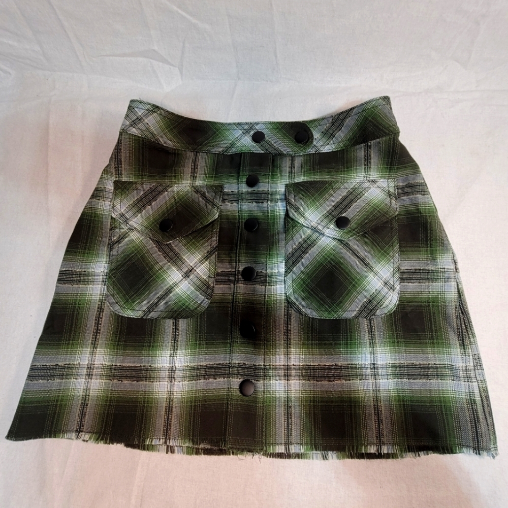 Urban Outfitters Green and White A-line Mini Skirt